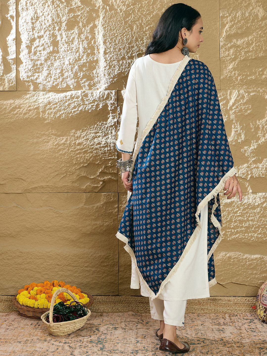 Indo Era Women Ethnic Motifs Embroidered Kurta with Trousers & Dupatta