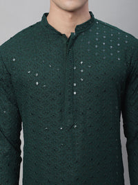 SOJANYA Geometric Embroidered Pure Cotton Kurta With Churidar