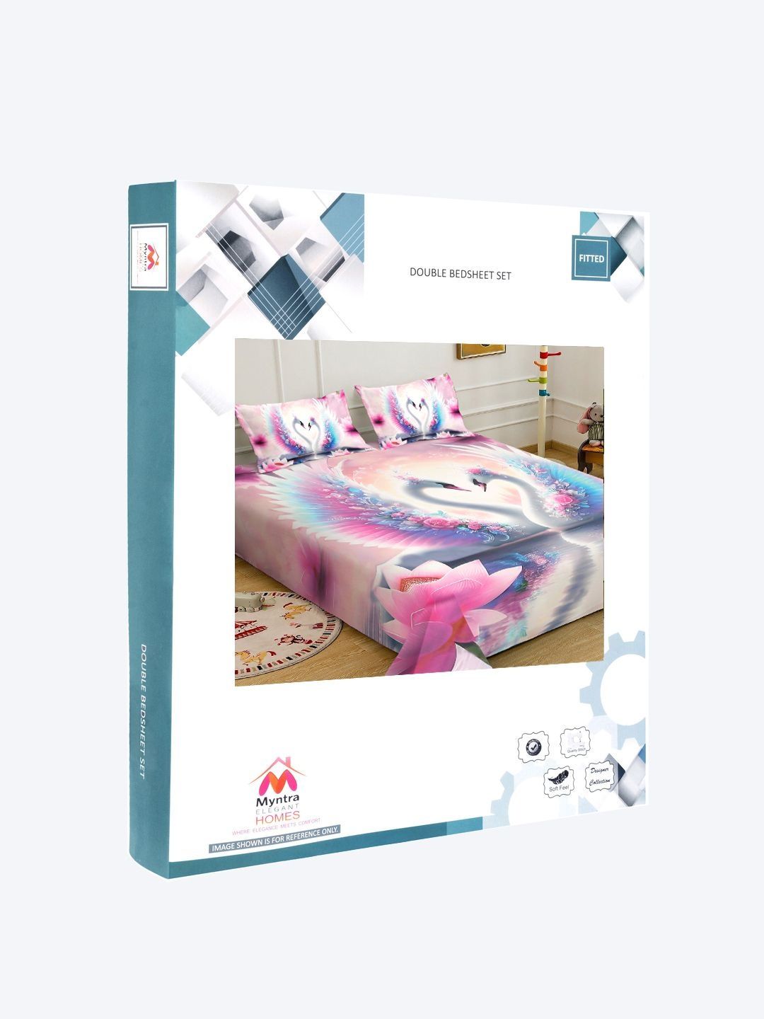 Myntra Elegant Homes Multicoloured 300 TC King Bedsheet with 2 Pillow Covers