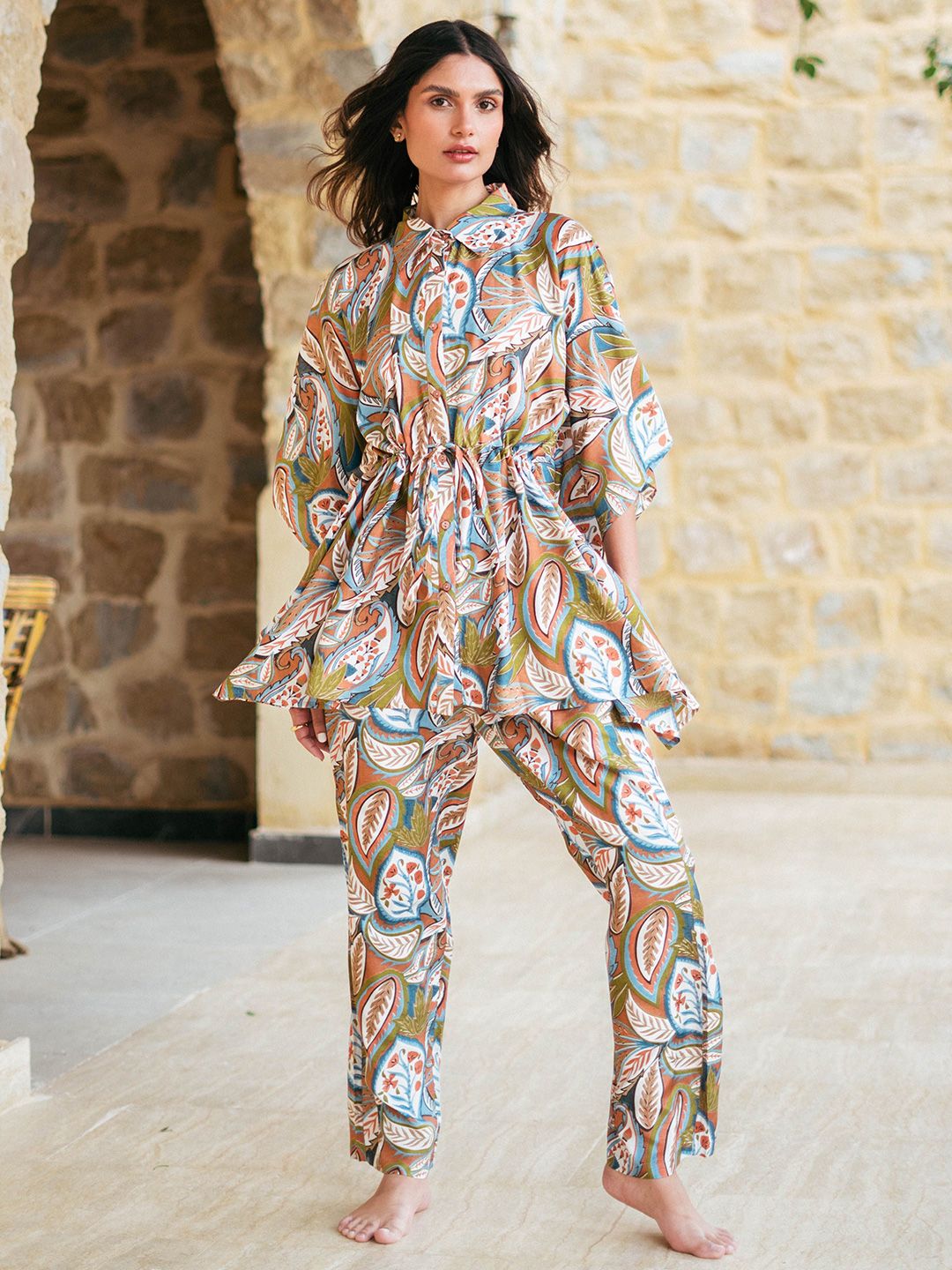 SANSKRUTIHOMES Printed Shirt With Trousers Co-Ords