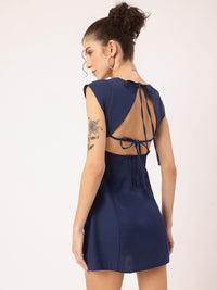 DressBerry Radiant & Raw Tie-Up Styled-Back Square Neck Mini Dress