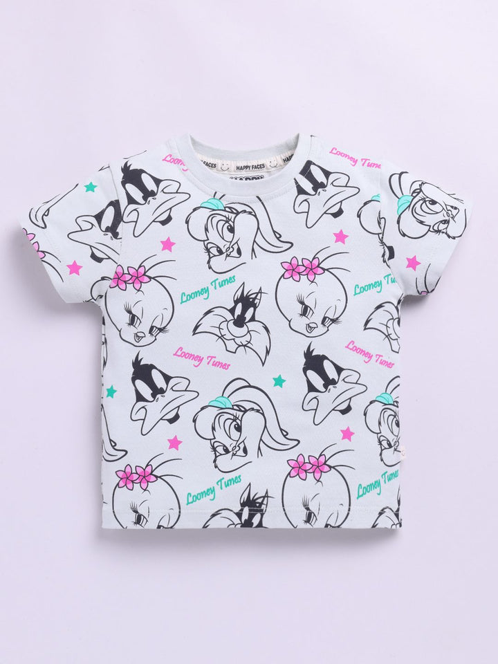Happy Faces Girls Looney Tunes Printed Pure Cotton T-shirt