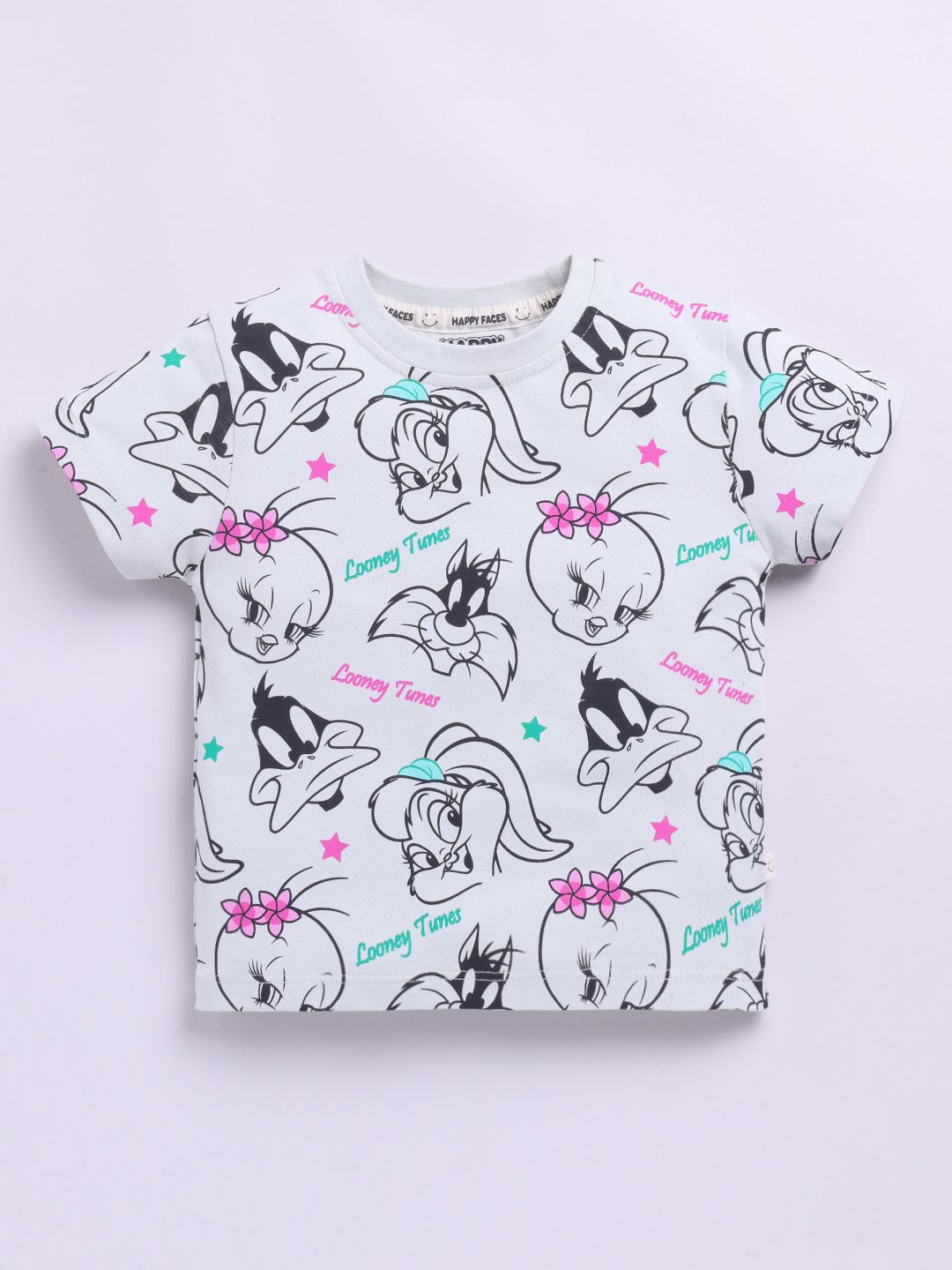 Happy Faces Girls Looney Tunes Printed Pure Cotton T-shirt