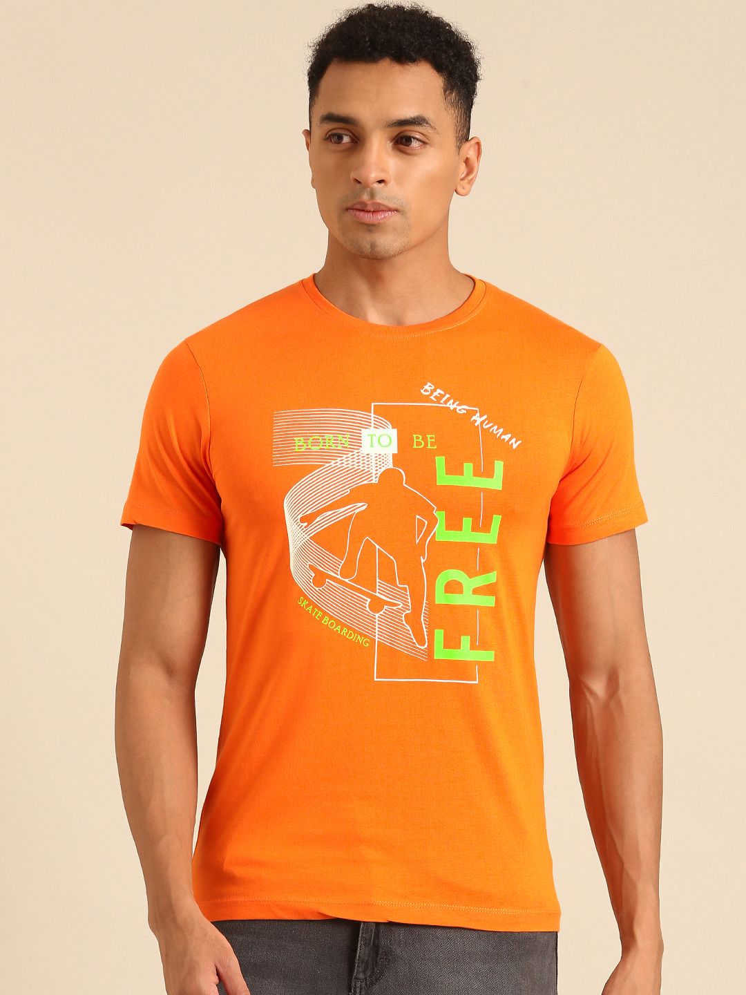 Being Human Typography Printed Pure Cotton T-shirt