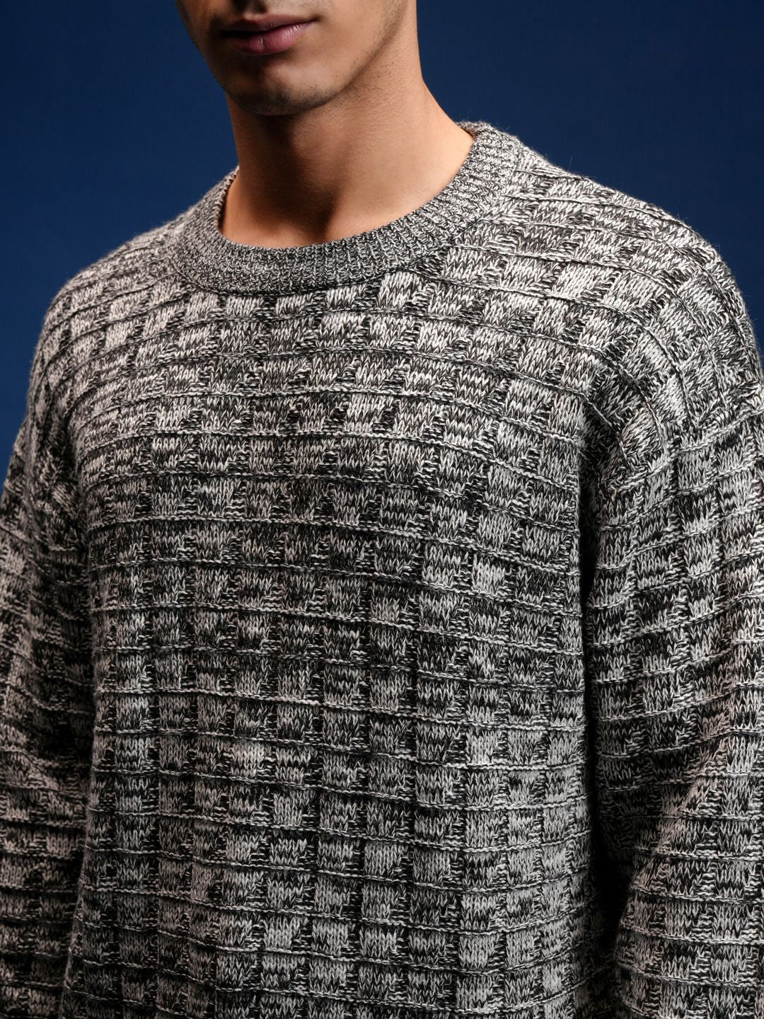 HIGHLANDER Men Round Neck Cable Knit Pullover