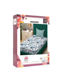 Myntra Elegant Homes White Geometric 300 TC Cadar Katil Single dengan 1 Sarung Bantal