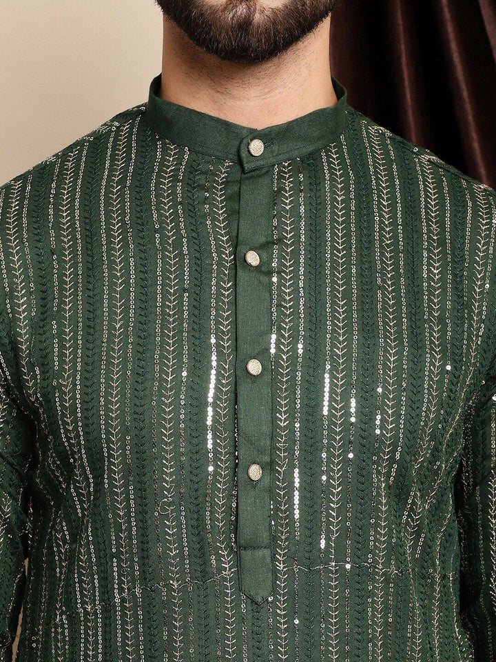 Anouk Embroidered Band Collar Pure Cotton Regular Kurta with Churidar