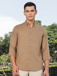 Thomas Scott Men Premium Slim Fit Solid Button-Down Collar Casual Shirt