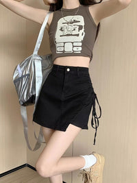DressBerry Denim A-Line Tie-Ups Mini Skirt