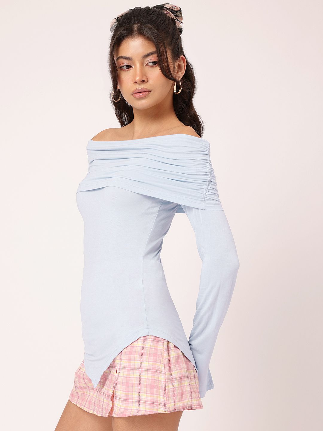 DressBerry It Girl Essential Off Shoulder Asymmetric Bardot Top