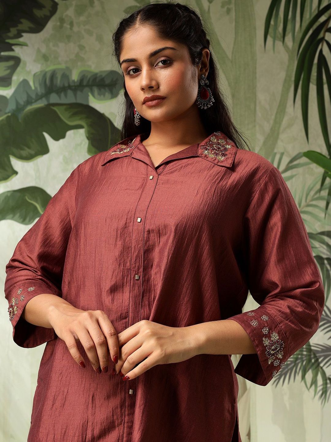 Bani Women Plus Size Embroidered Tunic With Trousers