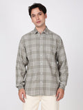 Bene Kleed Men Windowpane Checks Checked Spread Collar Casual Shirt