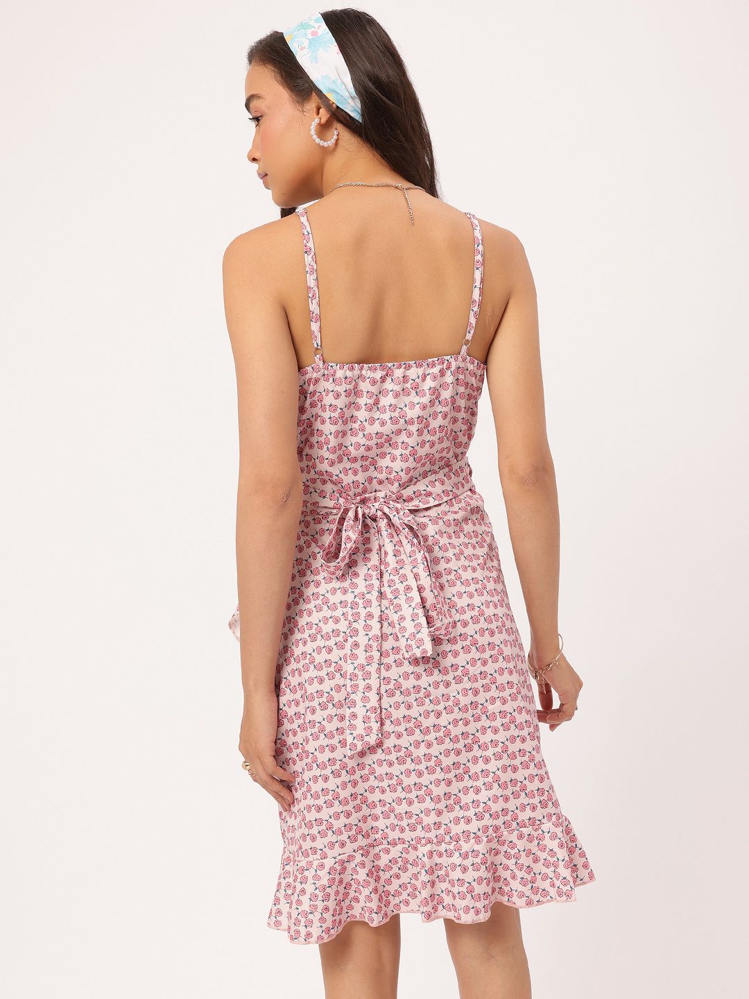 DressBerry Frill Fever Printed Shoulder Straps Wrap Dress