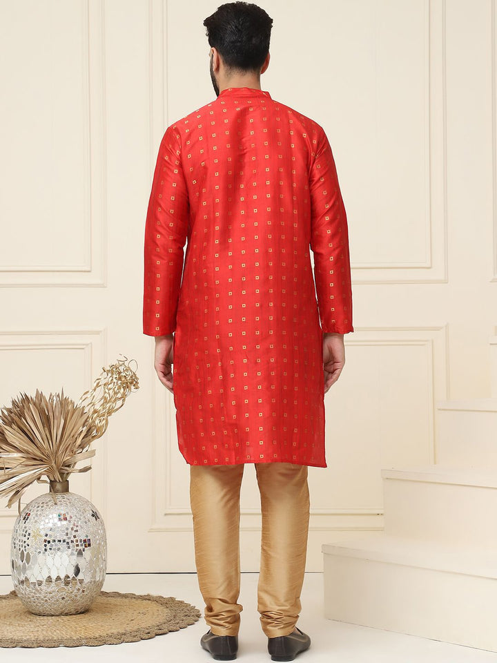 SOJANYA Kurta Kolar Mandarin Rekaan Tenun Geometrik dengan Churidar