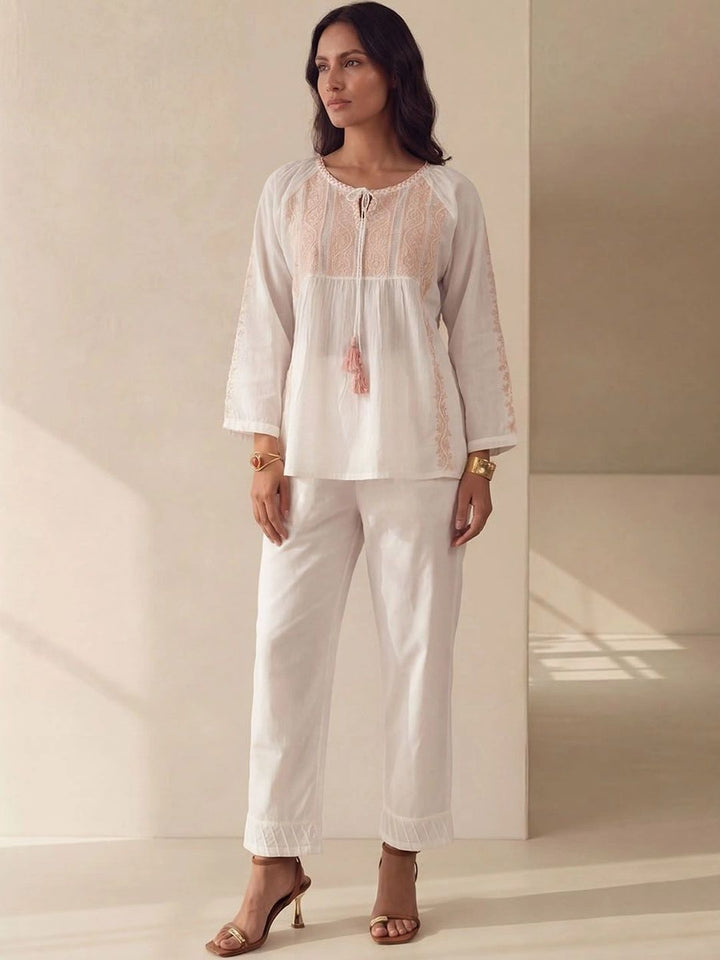 House of Chikankari Embroidered Ethnic Cotton Top