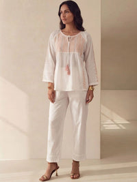 House of Chikankari Embroidered Ethnic Cotton Top