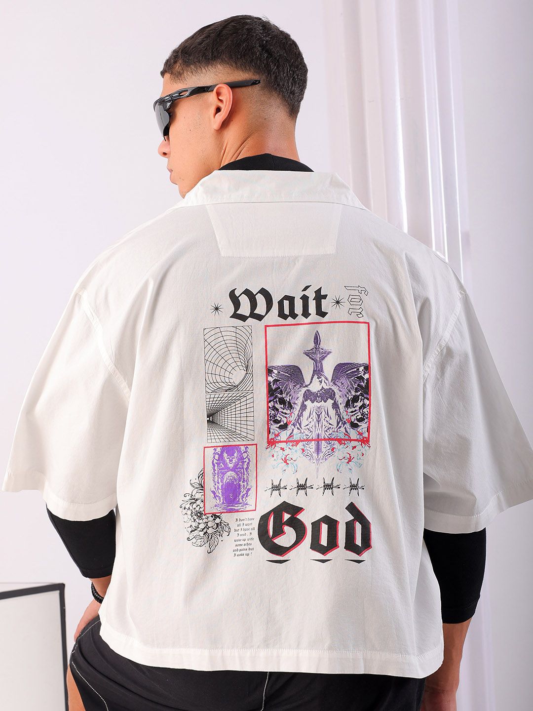 The Indian Garage Co Men Spread Collar Graphic Printed Cotton Boxy Casual Shirt
