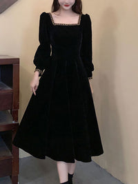 Pakaian Lengan Puff Dressberry Fit & Flare