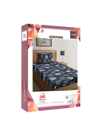 Myntra Elegant Homes Black Floral Cotton Breathable 300 TC Fitted Single Fine Bedsheet with a Pillow Cover-87 x 59 inches