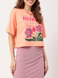 Feminine Blossom Beauty Printed Boxy T-shirt