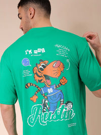 The Indian Garage Co Men Graphic Printed Round Neck Cotton Oversized T-shirt