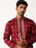 Jompers Floral Embroidered Mandarin Collar Chikankari Cotton & Silk Straight Kurta