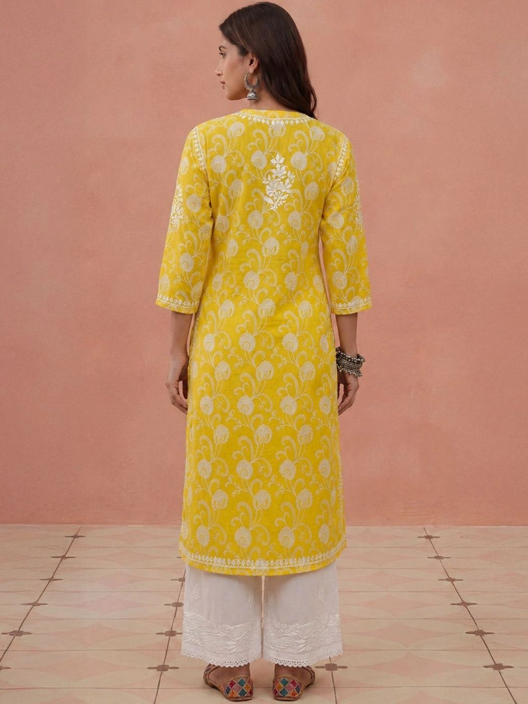 Rumah Wanita Chikankari Sulam Kurta Chikankari