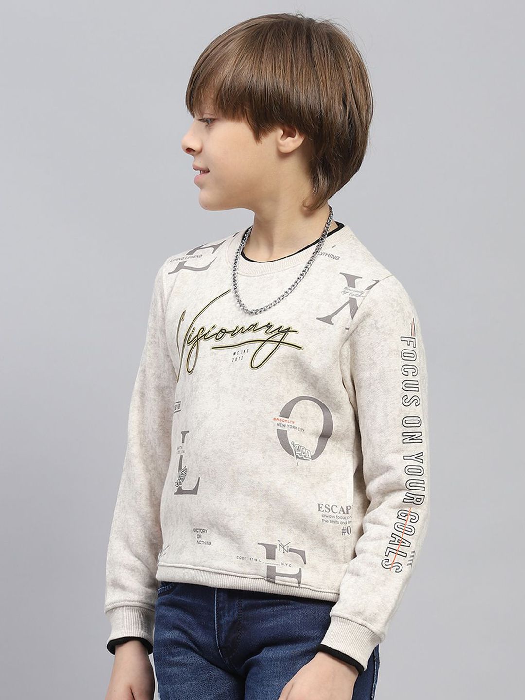 Monte Carlo Boys Round Neck Typography Printed Sweatshirt