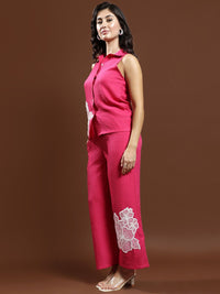 Athena Floral Patchwork Linen Shirt & Trousers