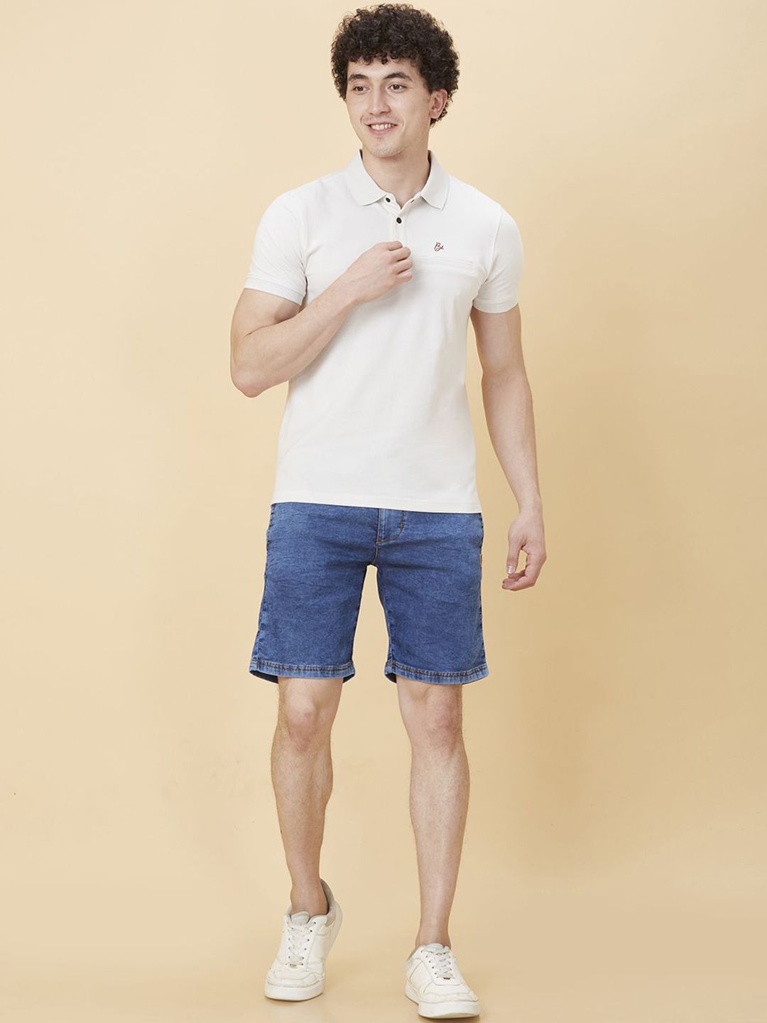 Being Human Men Cotton Mid-Rise Washed Shorts