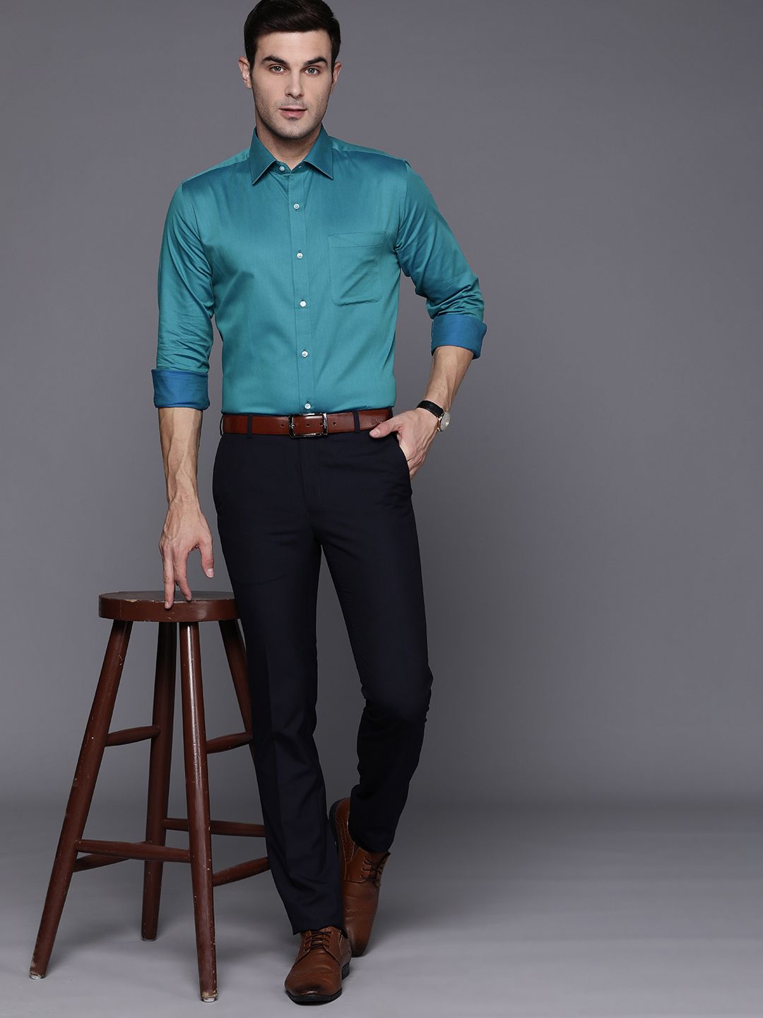 Raymond Men Blue Slim Fit Opaque Formal Shirt