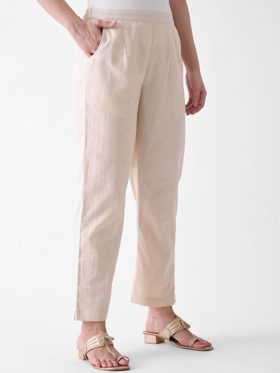 Rustorange Women Pure Cotton Mid-Rise Trouser
