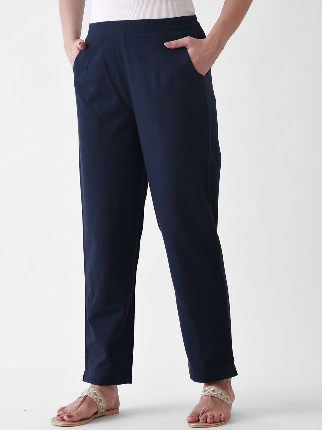Rustorange Women Pure Cotton Mid-Rise Trouser