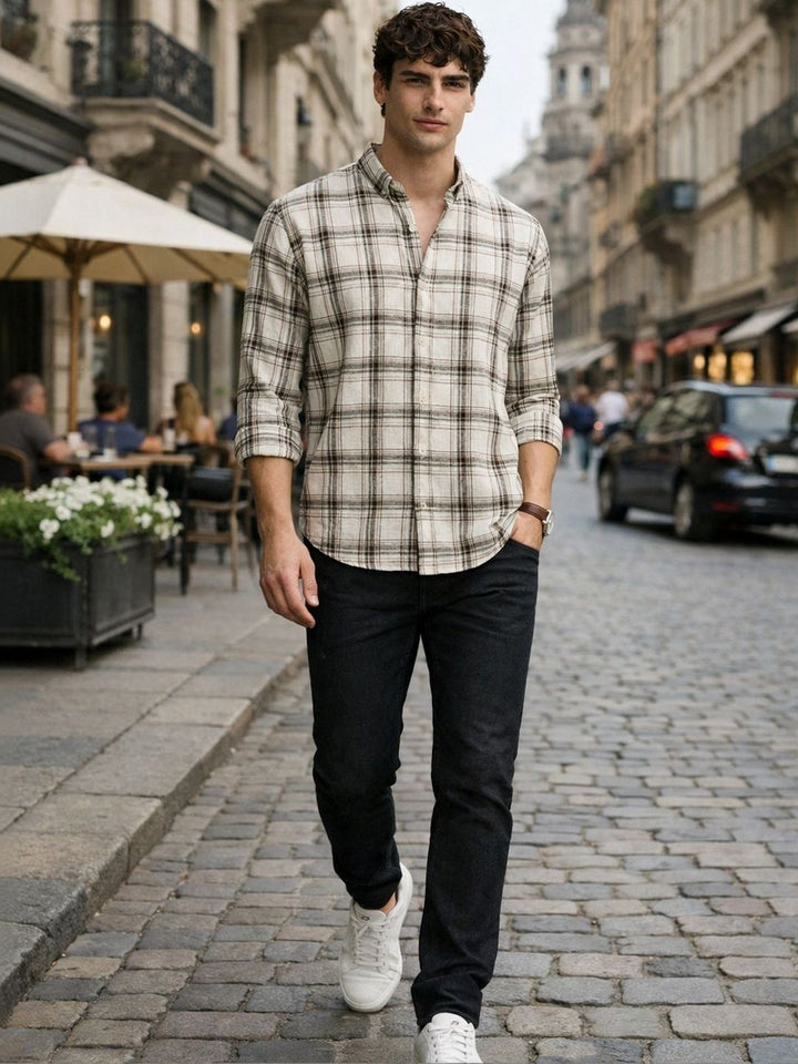 ADRO Men Standard Tartan Checks Checked Casual Shirt