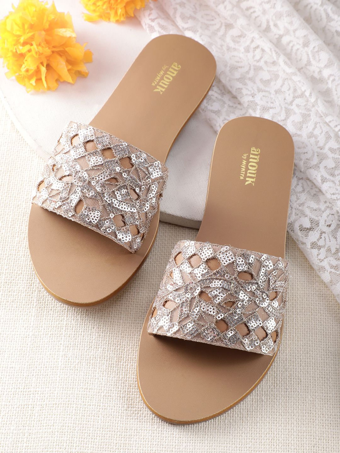 Anouk Women Embroidered Open Toe Flats
