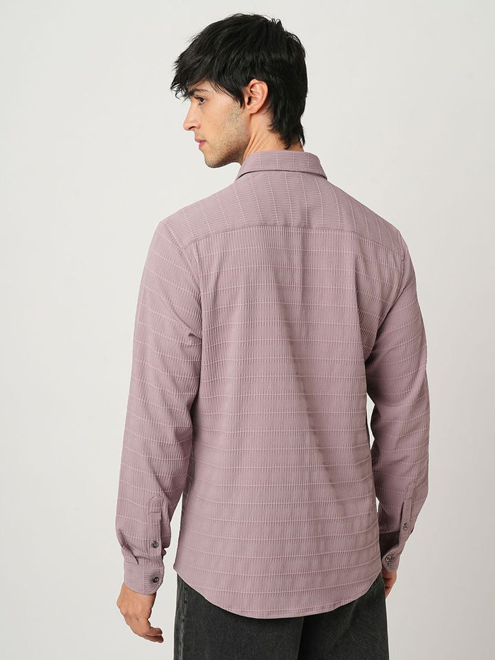 VASTRADO Men Classic Cutaway Collar Textured Slim Fit Casual Shirt