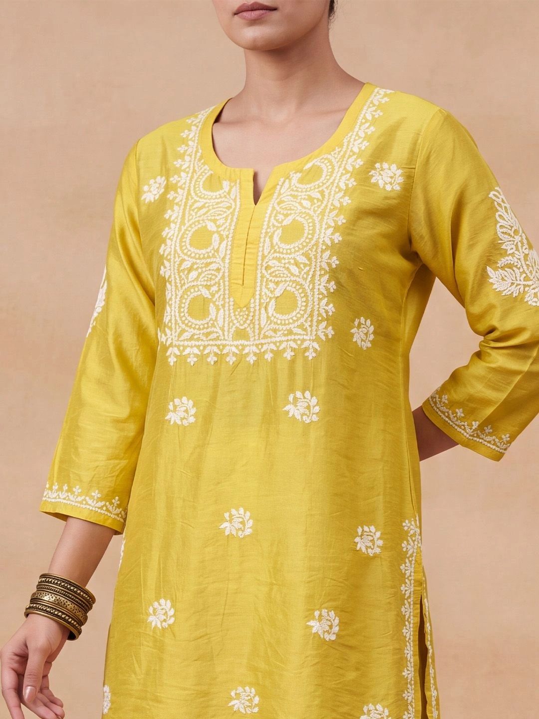 House of Chikankari Women Ethnic Motifs Embroidered Regular Chikankari Kurta with Patiala