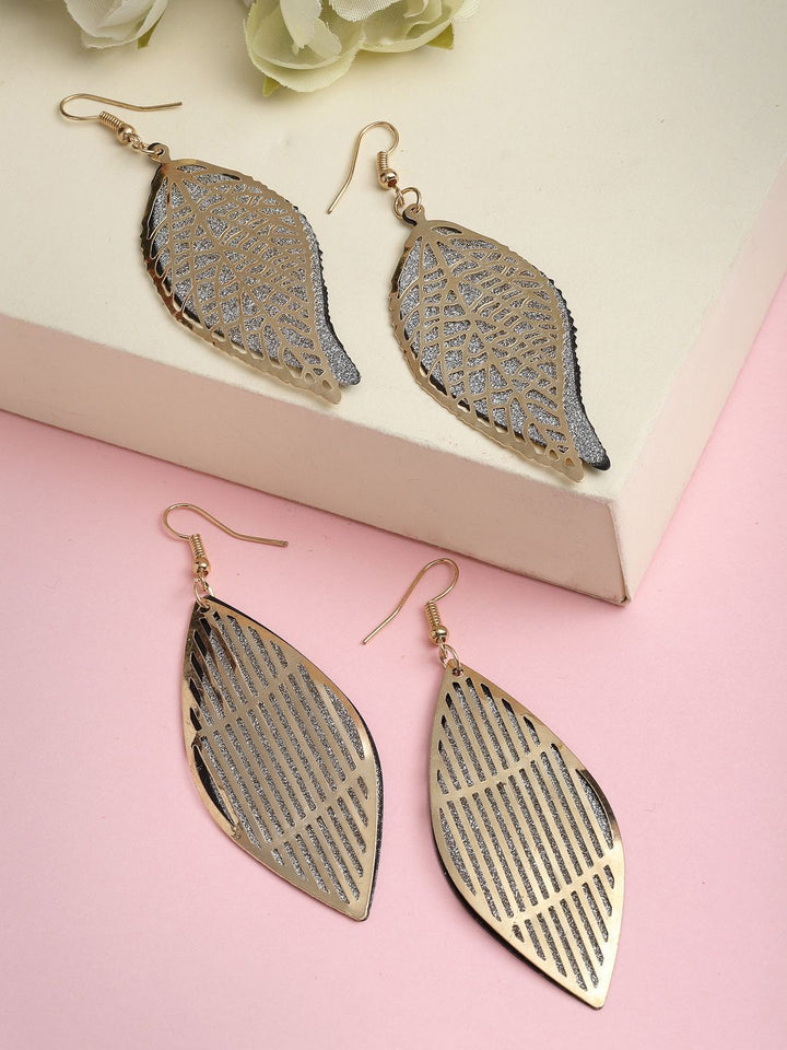 DressBerry Gold-Toned Leaf Shaped Drop Earrings