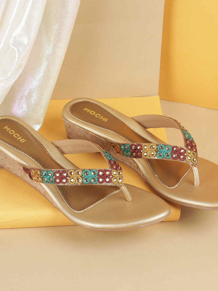 Mochi Women Embellished Wedge Heel Sandals