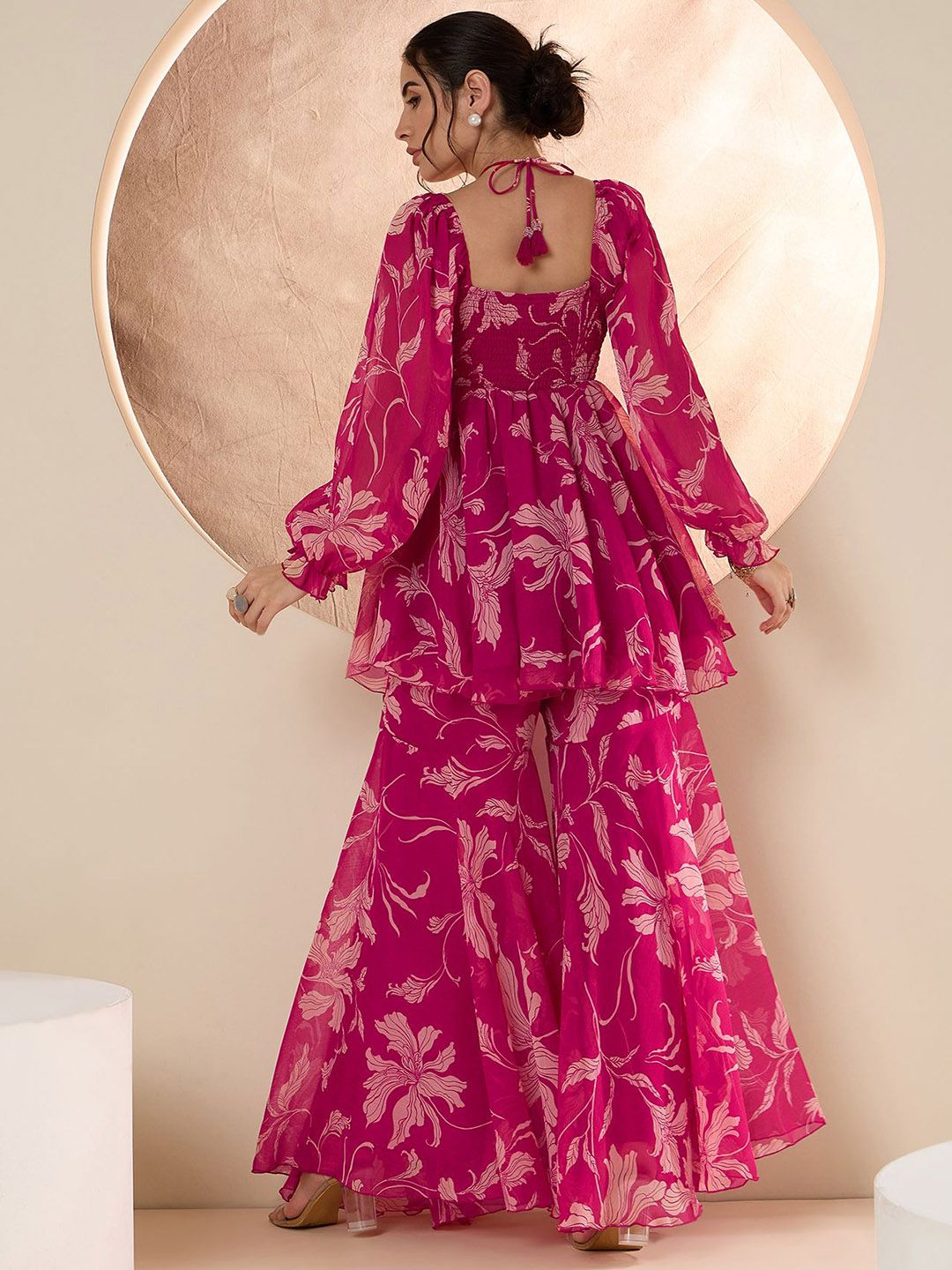 Antheaa Floral Printed Square Neck Tunic & Sharara