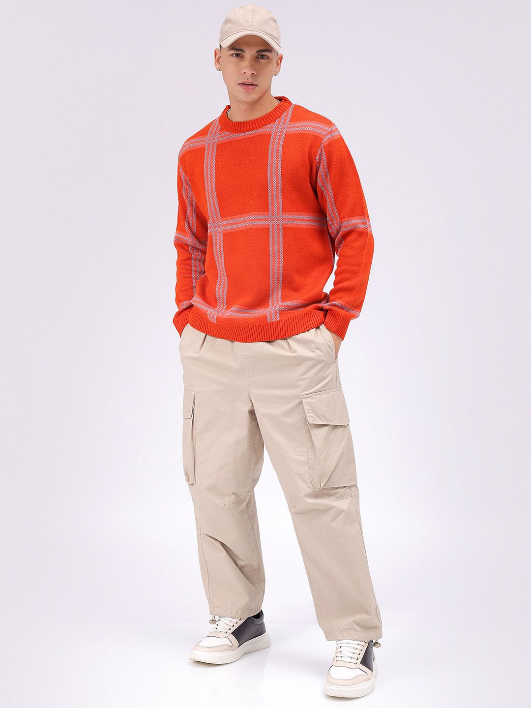 The Indian Garage Co Men Checked Pullover Sweater