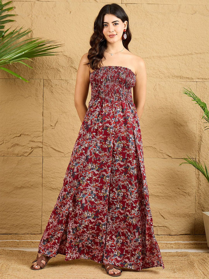 Berrylush Strapless Printed Culotte Jumpsuit