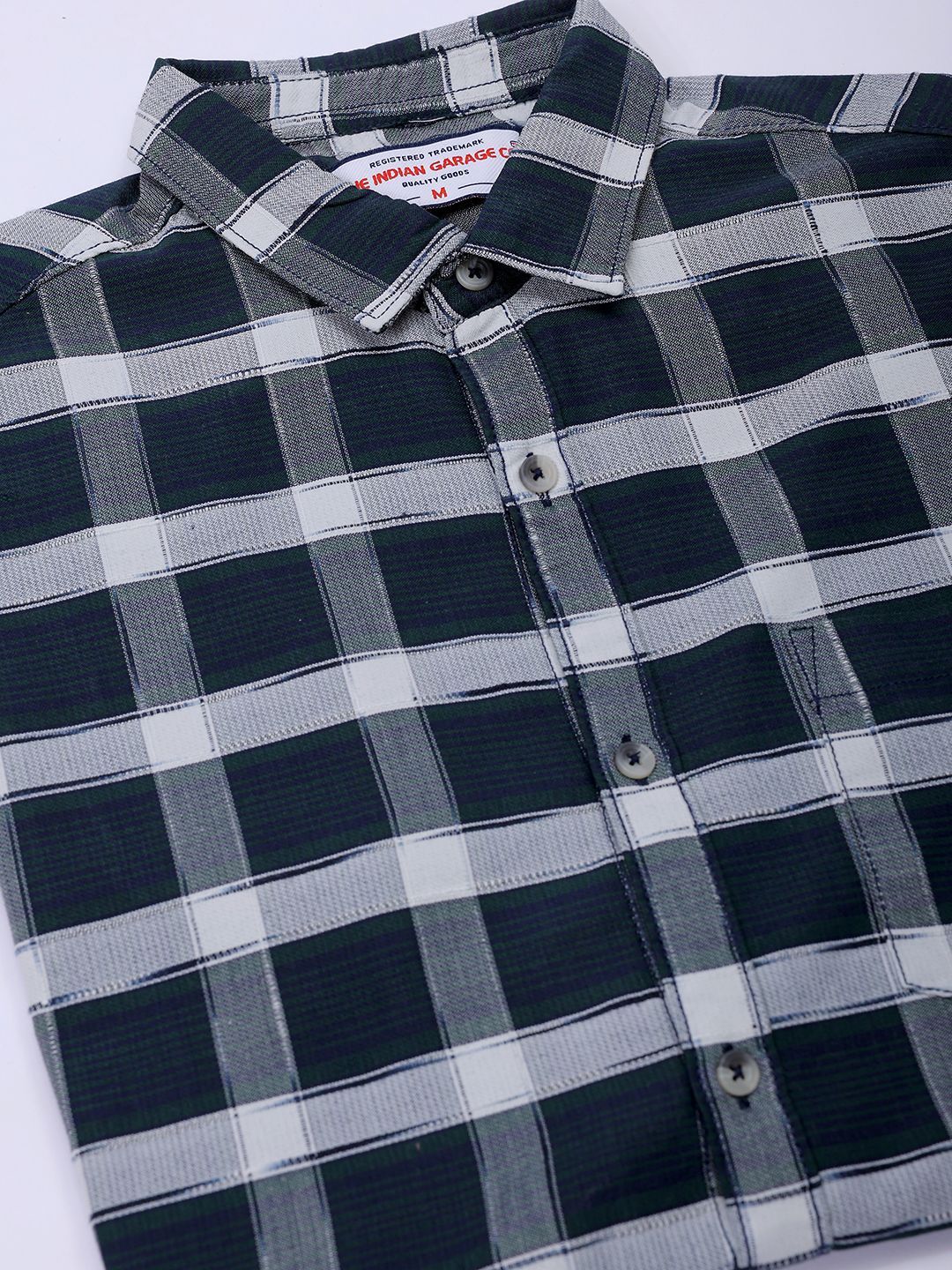 The Indian Garage Co Men Spread Collar Checked Slim Fit Casual Shirt