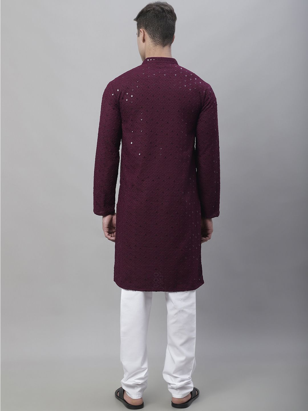 SOJANYA Geometric Embroidered Regular Pure Cotton Kurta With Churidar