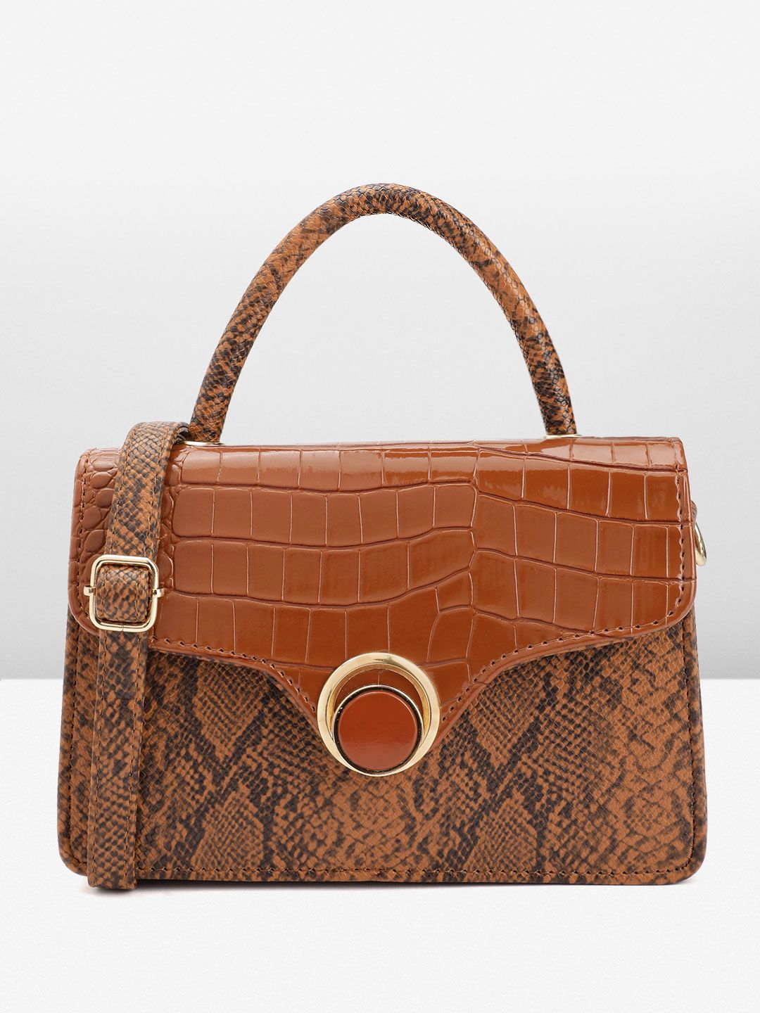 DressBerry Snake Skin Textured Satchel
