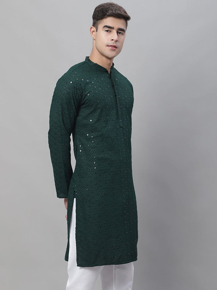 SOJANYA Motif Etnik Sulam Kurta Kapas Tulen