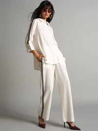 AND Side Stripes-Detail Three-Quarter Sleeves Shirt & Trouser