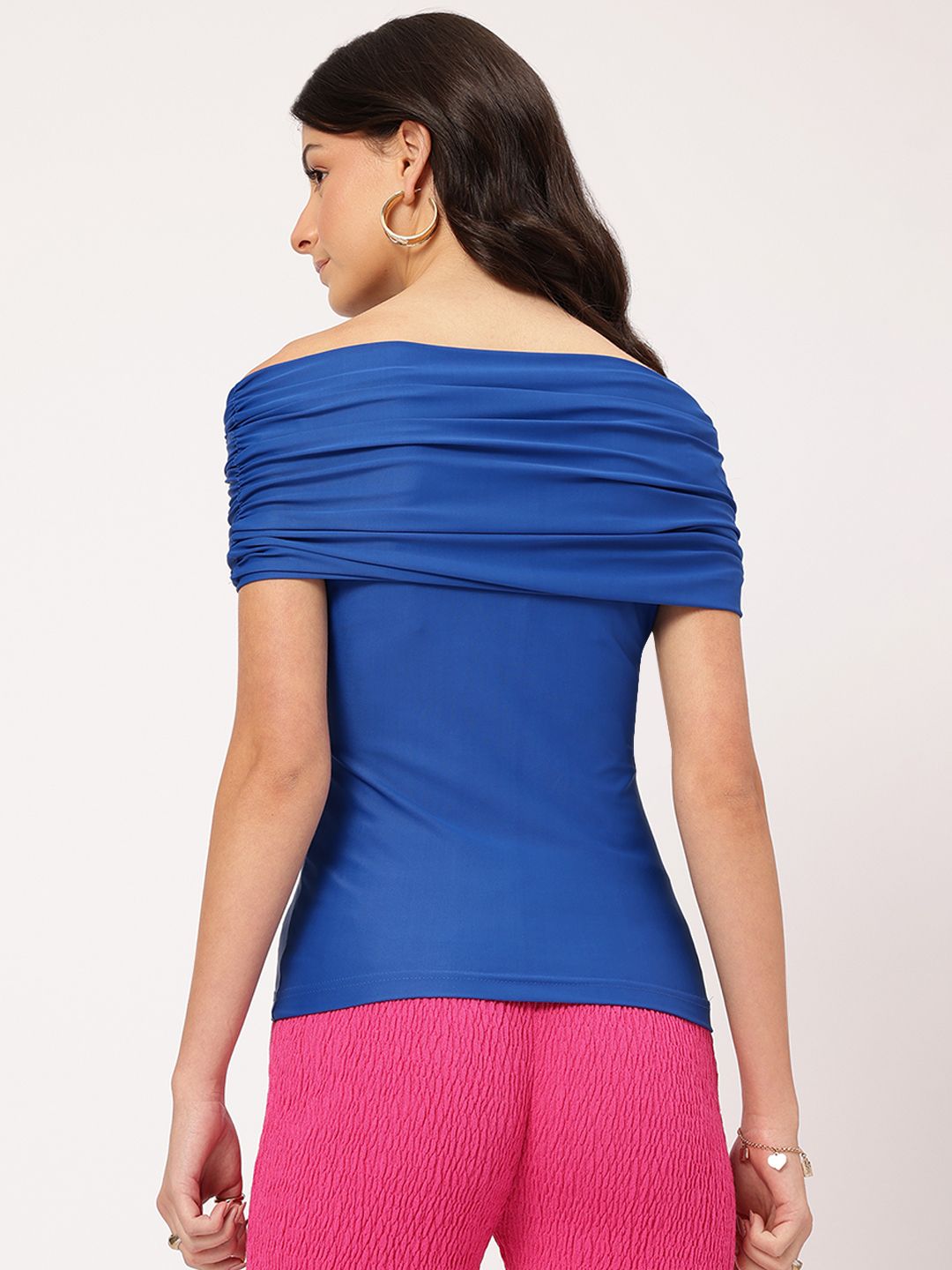 DressBerry Bardot Babe Off-Shoulder Ruched Fitted Top