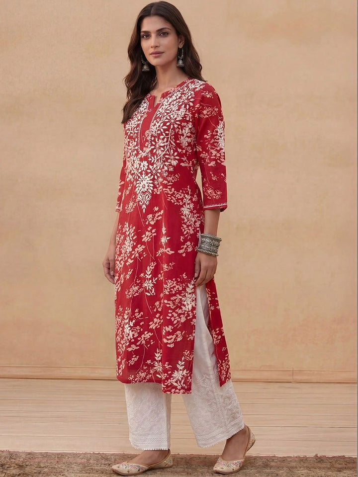 House of Chikankari Women Embellished Thread Work Kurta