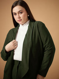 SASSAFRAS Curve Plus Size Shawl Collar Long Sleeves Blazer With Straight Pants